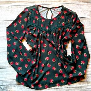LOFT Mixed Media Floral Blouse